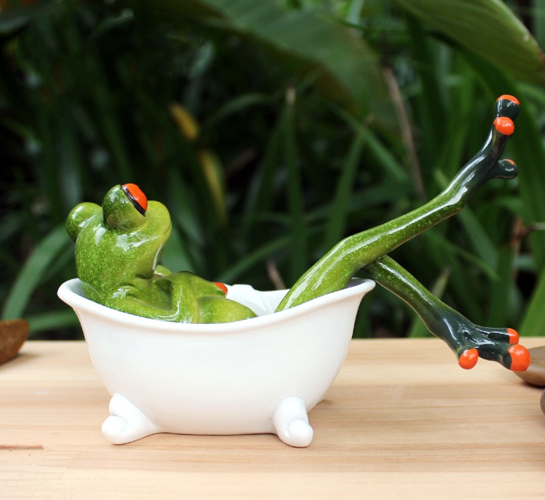 Resin Frog Ornaments for Home Decor Cute Tabletop Figurines