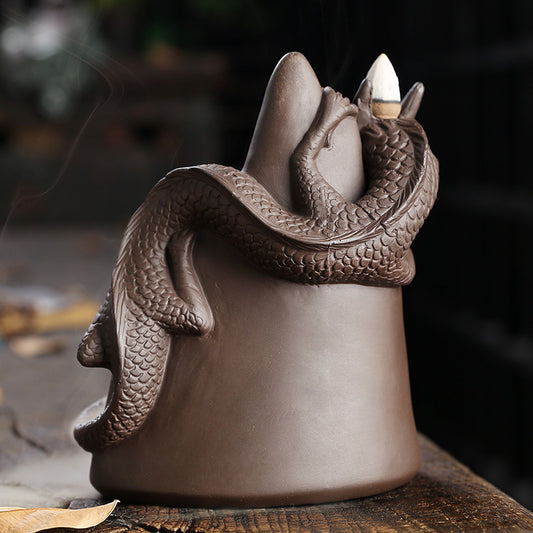 Purple Sand Alpine Flowing Water Backflow Incense Burner Creative Big China Dragon Waterfall Smoke Waterfall Backflow Aromatherapy Stove Ornaments - SkyeDragon Gifts