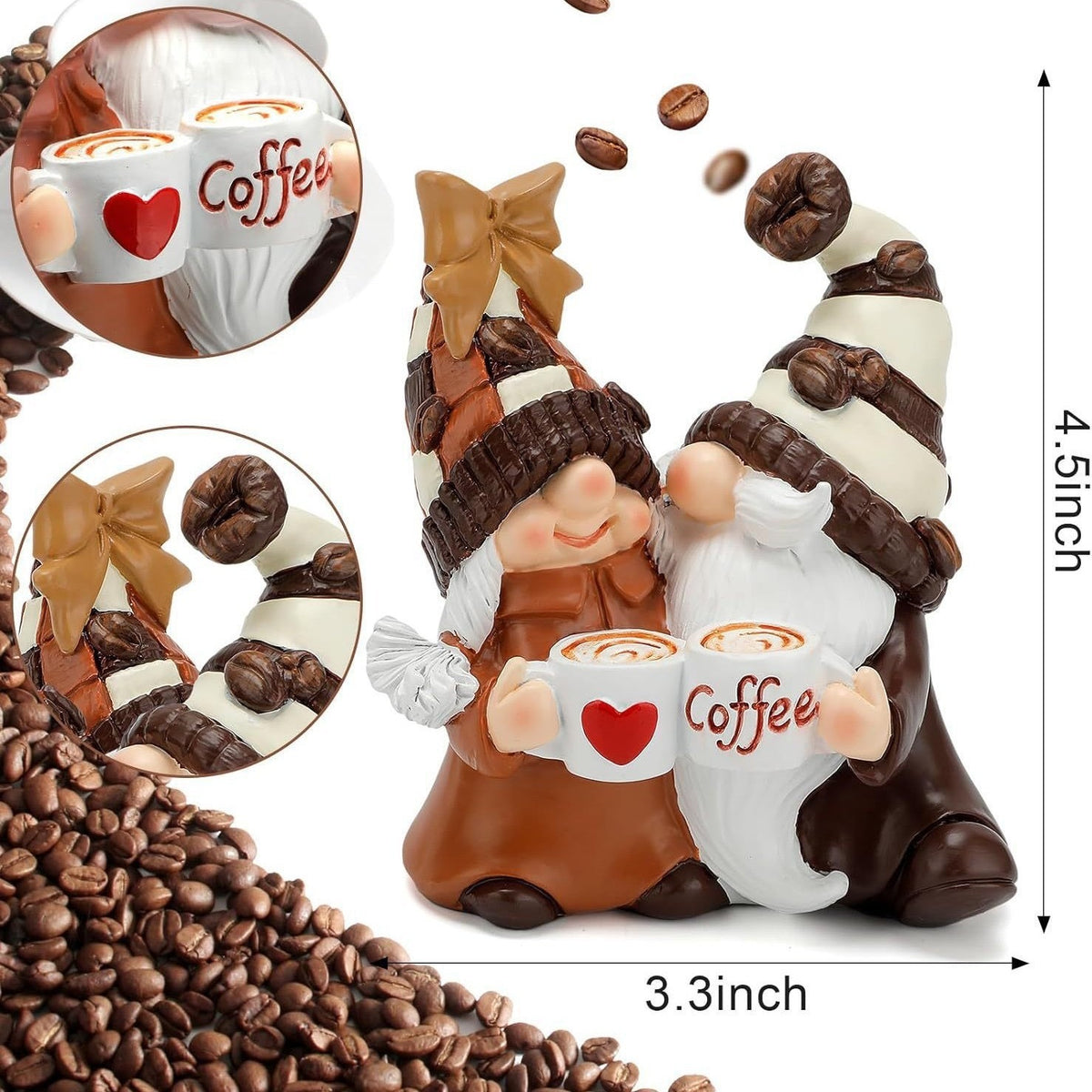 Christmas Coffee Double Dwarf Resin Figurine Desktop Home Decor Gift