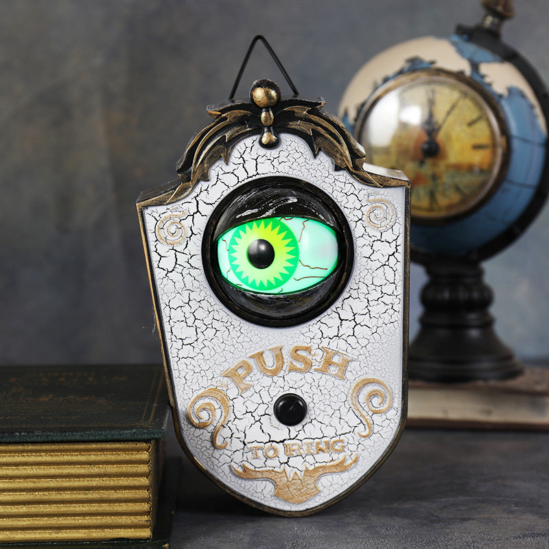 Halloween One-Eye Doorbell Decorative Item, Electric Sound and Light-Up Eyeball Doorbell, Bar and Escape Room Prank Prop