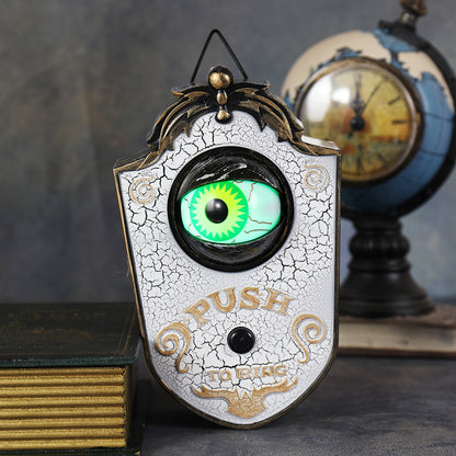 Halloween One-Eye Doorbell Decorative Item, Electric Sound and Light-Up Eyeball Doorbell, Bar and Escape Room Prank Prop