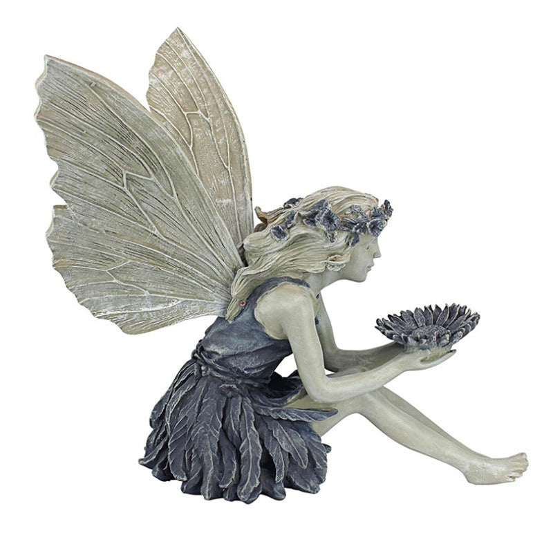 Flower Fairy Statue Angel Garden Goddess Bird Feeder Sculpture Decoration Garden Lawn Courtyard Resin Crafts