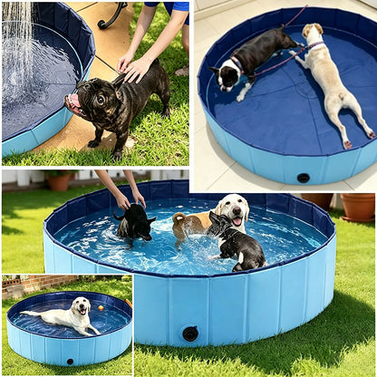 Portable Dog Swimming Pool – Foldable Pet Bathing Tub with Drain, Outdoor Puppy Pool for Summer Water Fun & Cleaning - SkyeDragon Gifts