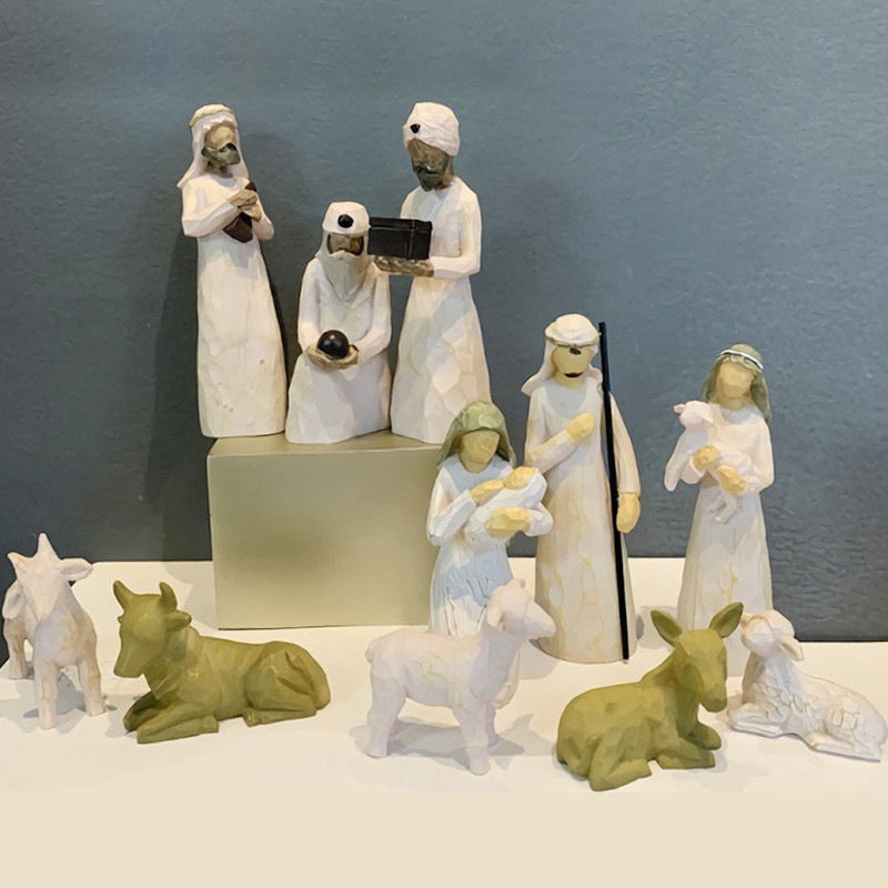 Manger Set Ornament Religious Nativity Six-Piece Ornament Resin Crafts