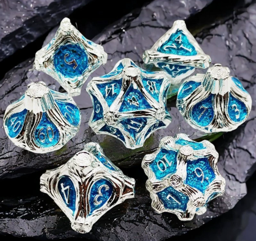 Solid Metal and Wood DND Dice TRPG Cthulhu Set Polyhedral Dungeons &amp; Dragons COC Tabletop Role-Playing Game - SkyeDragon Gifts