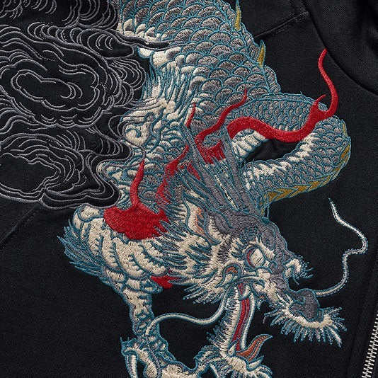 Heavy embroidery dragon and phoenix dancing boys cardigan sweatshirt jacket pure cotton national trend casual personality - SkyeDragon Gifts
