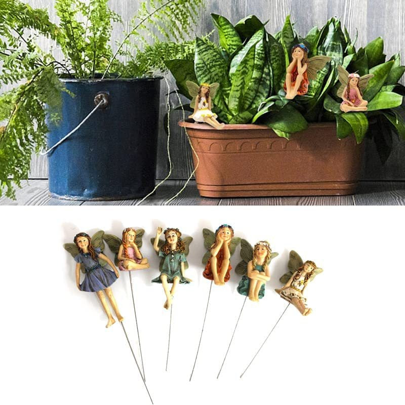 A set of 6-piece garden elf statue resin fairy plugin