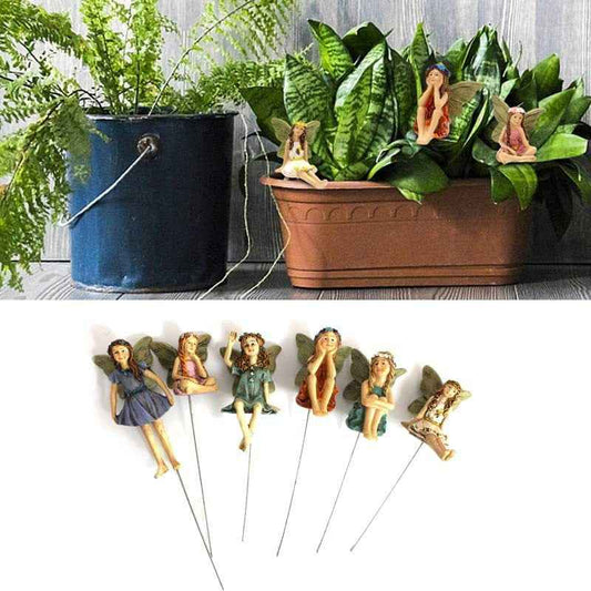 A set of 6-piece garden elf statue resin fairy plugin