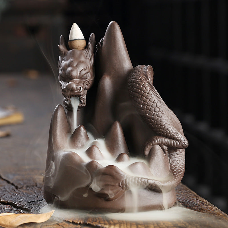 Purple Sand Alpine Flowing Water Backflow Incense Burner Creative Big China Dragon Waterfall Smoke Waterfall Backflow Aromatherapy Stove Ornaments - SkyeDragon Gifts
