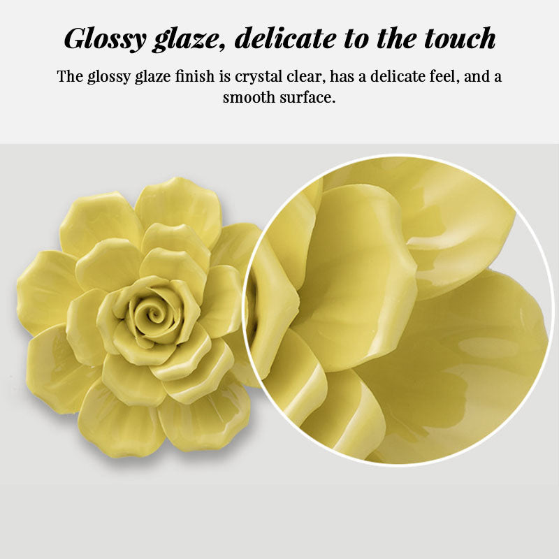 Ceramic 3D Wall Flowers - Hand-Painted Peony, Rose & Camellia Wall Decor for Wedding & Gift - SkyeDragon Gifts