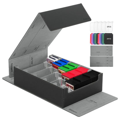 3800+ Capacity Card Storage Box. Includes 20 Dividers, 5 Supporters, Leather Magnetic Closure. Great for YuGiOh & MTG Cards. - SkyeDragon Gifts