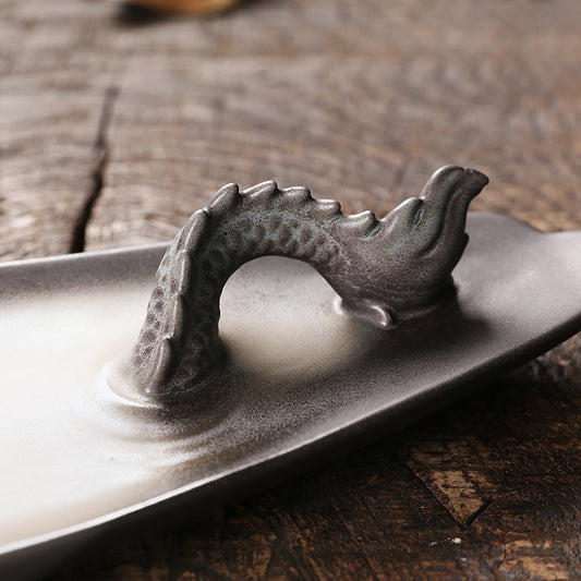 Ceramic Aromatherapy Sandalwood Backflow Furnace Creative Chinese Dragon Raptor Crossing the River Backflow Incense Furnace Incense Wire Incense Socket Home Decorations - SkyeDragon Gifts