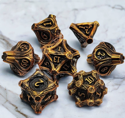 Solid Metal and Wood DND Dice TRPG Cthulhu Set Polyhedral Dungeons &amp; Dragons COC Tabletop Role-Playing Game - SkyeDragon Gifts
