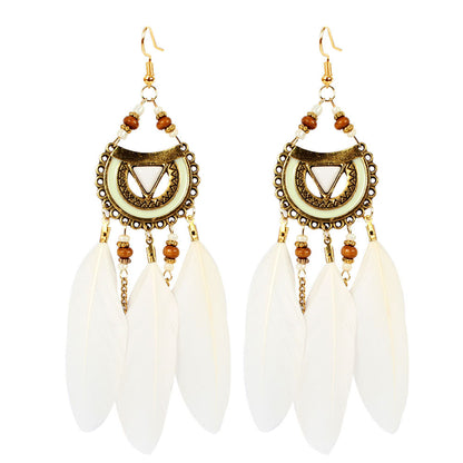Ethnic Earrings Triangular Feather Earrings Fairy Tassel Earrings Women