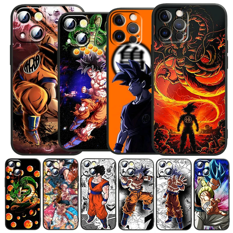 Japanese Art D-Dragon Ball Z For Apple iPhone 15 14 13 12 Pro Max Mini 11 Pro XS Max X XR 6 7 8 Plus SE 2020 Black Phone Case - SkyeDragon Gifts
