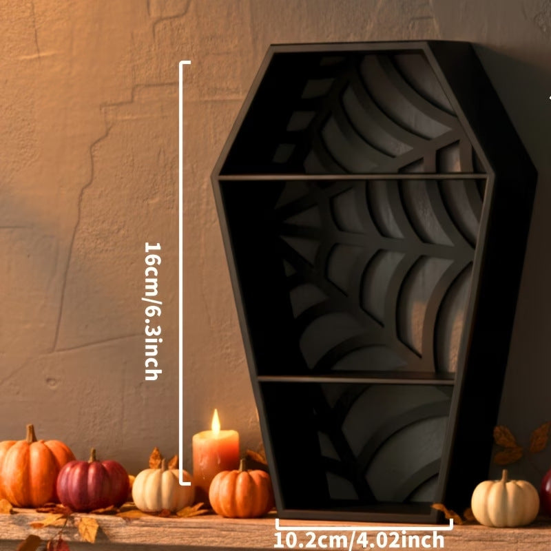 Gothic Style Coffin-Shaped Spider Web 3D Printed Jewelry Stand Decorative Ornament