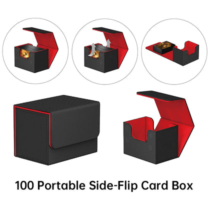 Magnetic Trading Card Storage Box - 100 Card Capacity (Sleeved), Waterproof & Stain Proof Collectors Case - SkyeDragon Gifts