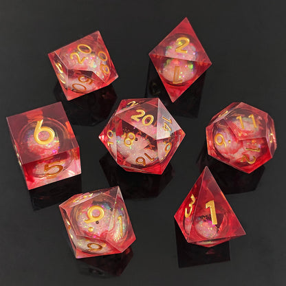 Resin Sand Flow Dice Liquid Core DND DungeonsDragons TRPG Board Game Dice Set Roleplaying Cthulhu - SkyeDragon Gifts