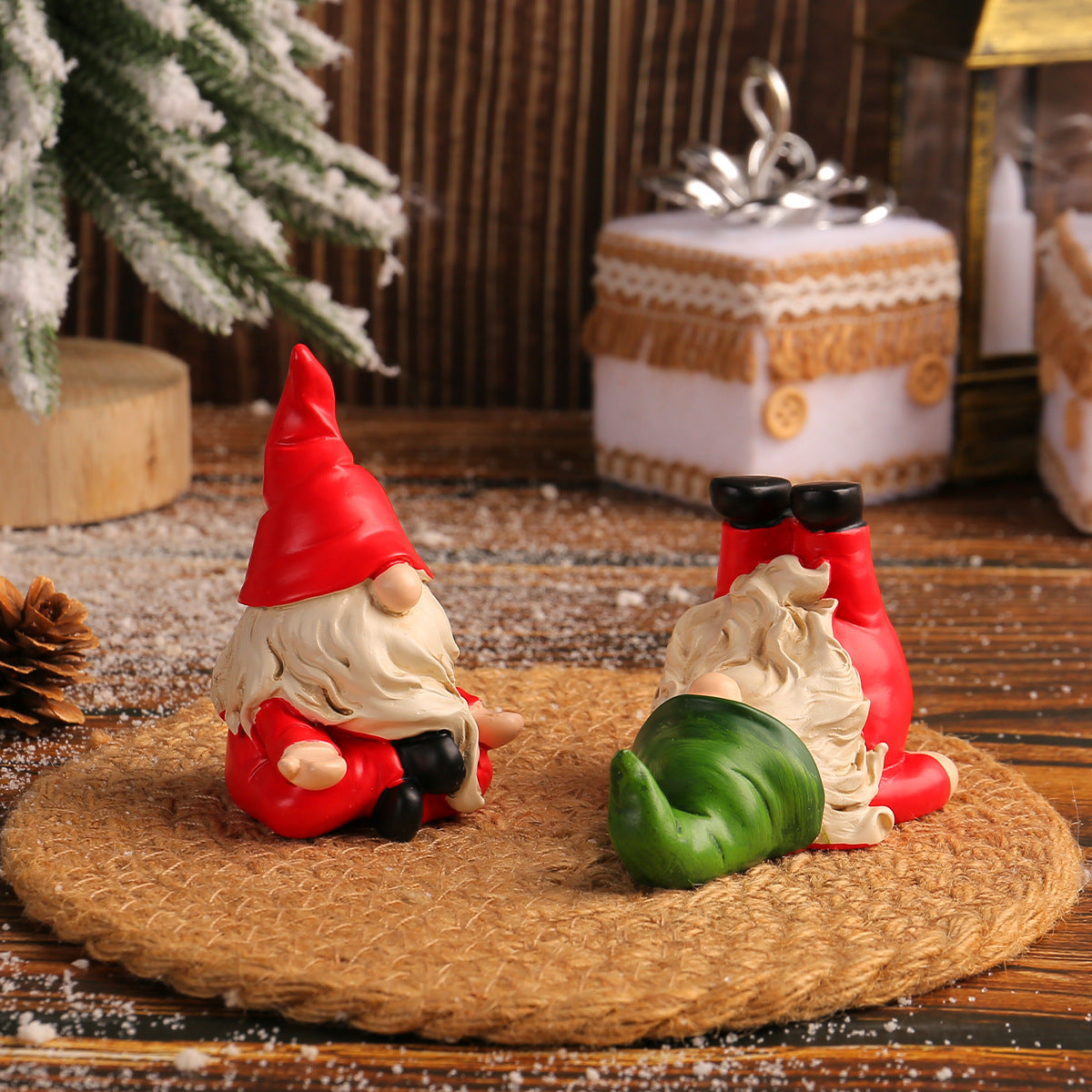 Christmas Faceless Old Man Dwarf Elf Doll Resin Yoga Sitting Decoration