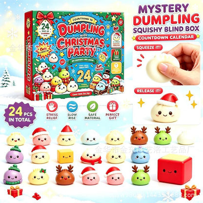 Christmas 24 Days Countdown Calendar Squishy Blind Box DIY Bun Toy Gift