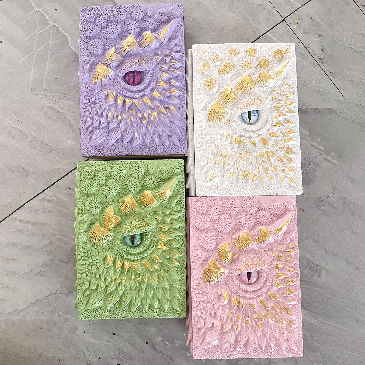 New Clear Cream-Colored Resin Animated Dragon Book with Demon's Eye for Independent Site - SkyeDragon Gifts