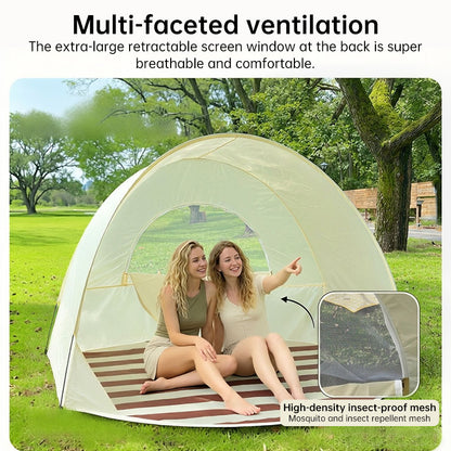 Heavy Duty Beach Tent with Reinforced Poles – Windproof Sun Shelter & UV Protection Canopy for Outdoor Family Use