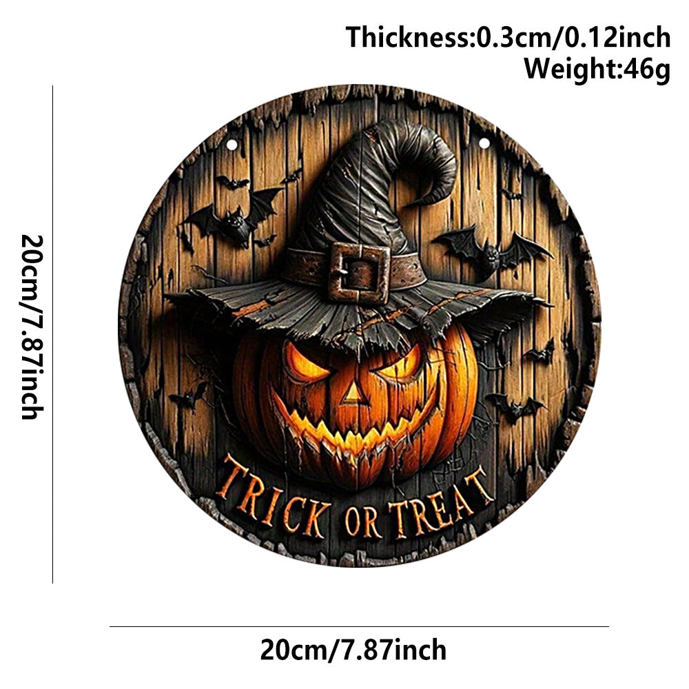 Halloween Wooden Round Pumpkin Sign Plaque Door Hanging Decor for Halloween Party Wooden Front Door Sign - SkyeDragon Gifts