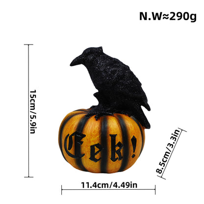 Halloween Crow Pumpkin Ornament Resin Party Decoration Prop