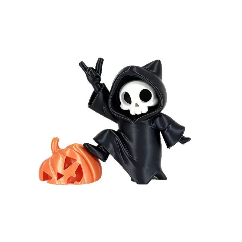 3D Printed Halloween Pumpkin Reaper Flat Car Interior Decoration Hanging Ornament Home Creative Decor Item