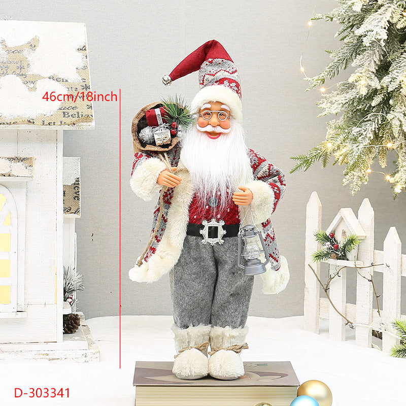 18 Inch Standing Santa Claus Doll With Snow Boots And Backpack Christmas Decor