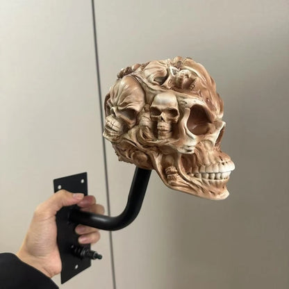 Antique Skeleton Helmet Wall Mount Resin Motorcycle Gear Holder Gothic Decor