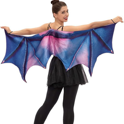 Halloween Adult Women's Dragon Horn Wings Green Purple Costume