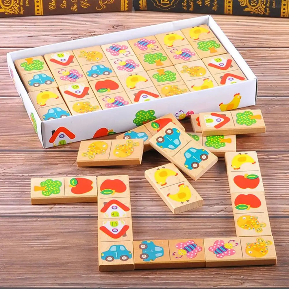 Garden Domino Puzzle Dragon Plate Beech Wood Building Blocks Children's Puzzle Early Education Toys for Boys and Girls - SkyeDragon Gifts