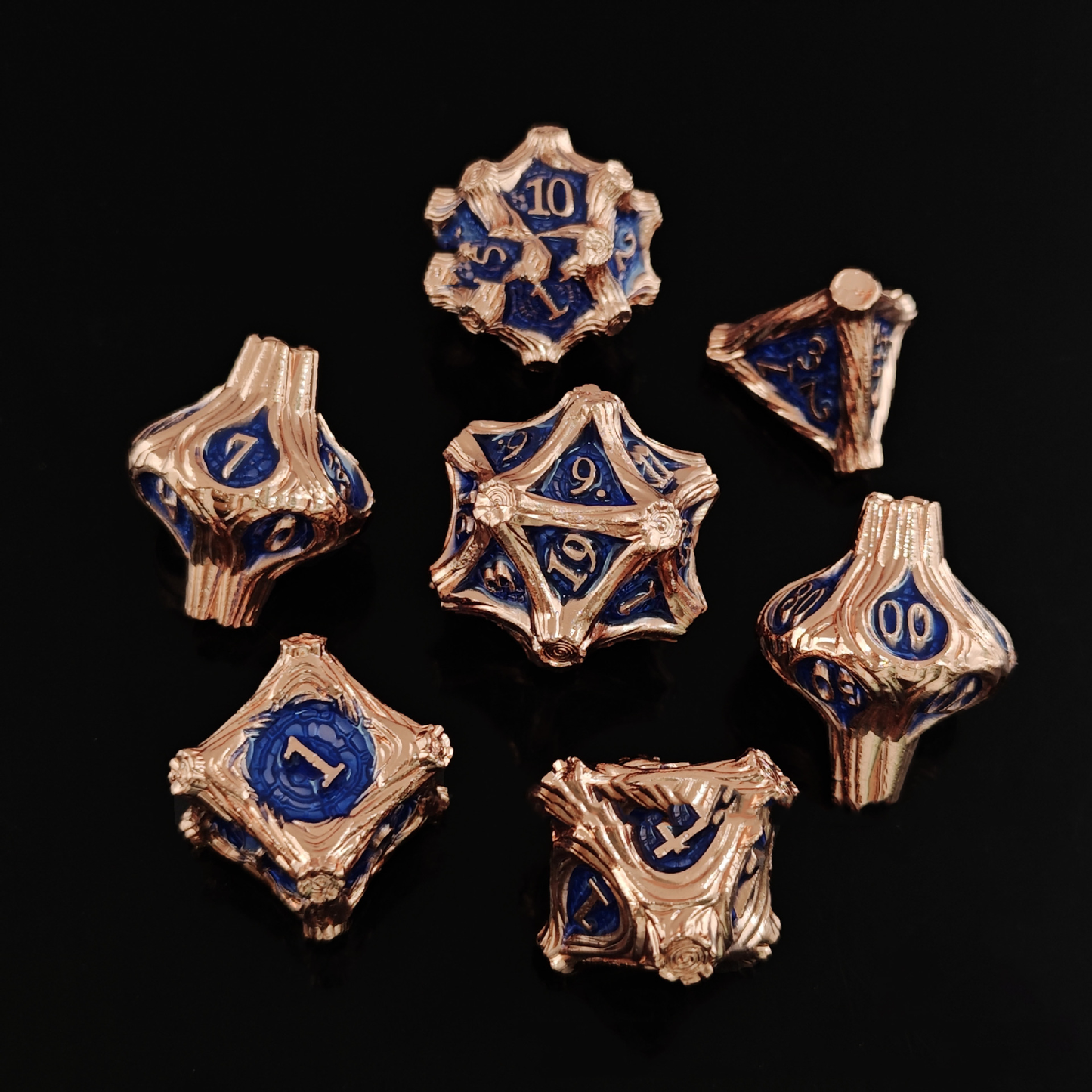 Geometric Mechanical Metal Solid Dice 7-Piece Set DND Dungeons &amp; Dragons Polyhedral Dice TRPG Board Game Accessories - SkyeDragon Gifts