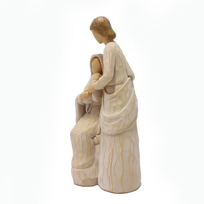 Warm Family Resin Sculpture Woodcut Style Home Decoration
