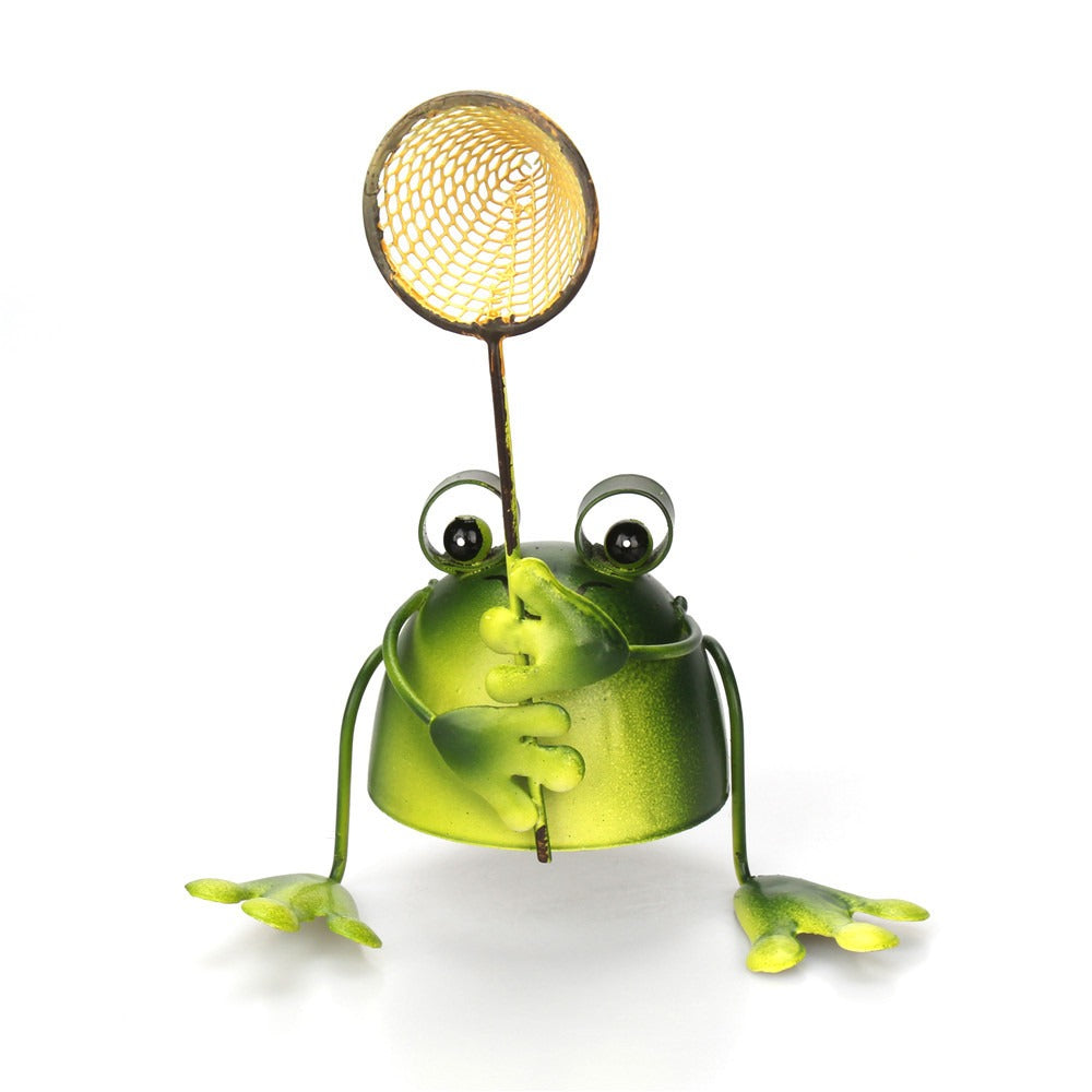 4 sets of cute frog iron ornaments and metal crafts