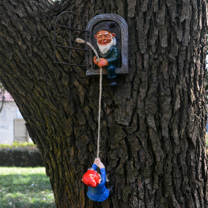 Gardening Decoration Garden Sculpture Turning Over The Window Climbing Dwarf Old Man Big Tree Decoration Resin Crafts