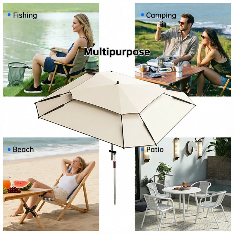 2.0-2.6m Octagonal Fishing Umbrella Portable Beach Sun Shade Camping Parasol UV Waterproof with Carry Bag - SkyeDragon Gifts