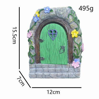 Resin Ornaments Garden Home Decoration Resin Crafts Fairy Garden Stone Gate Stairs Solar Luminous Courtyard