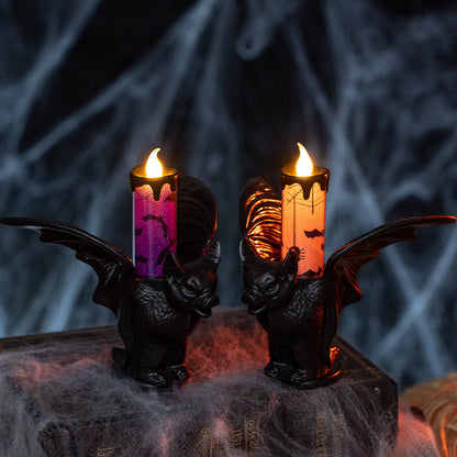 Halloween Decorative Candle Night Light, Halloween Decoration Prop, Candle Holder Ornament, LED Electronic Candle, Party Prop
