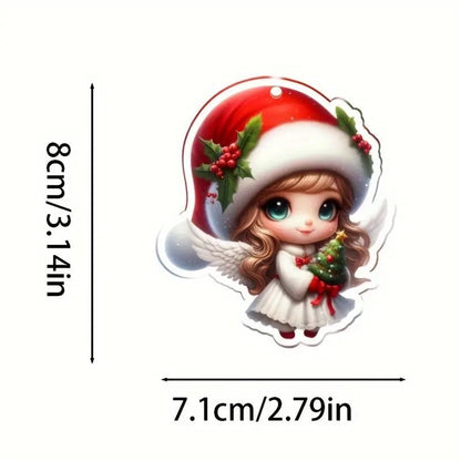 Acrylic Flat Classic Christmas Hat Little Fairy Series Christmas Tree Decoration Pendant Keychain