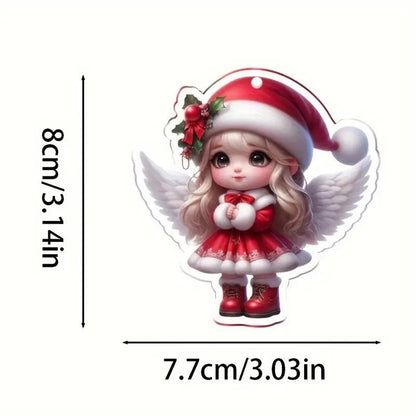 Acrylic Flat Classic Christmas Hat Little Fairy Series Christmas Tree Decoration Pendant Keychain