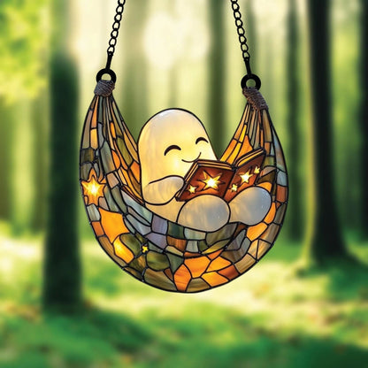 Halloween Decoration Ghost Reading Light Catcher Hanging Ornament Craft Pendant - SkyeDragon Gifts