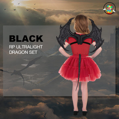 Halloween Children's Dragon Costume Set with Wings and Tail, 3-Piece Cosplay Outfit Props