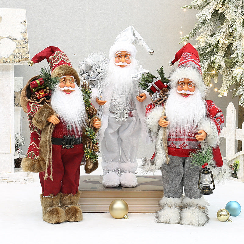 18 Inch Standing Santa Claus Doll With Snow Boots And Backpack Christmas Decor