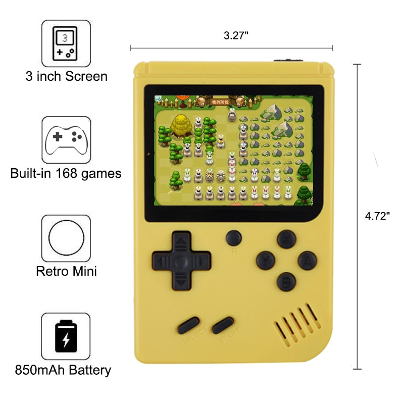 Children Retro Mini Portable Handheld Game Console Players 3.0 Inch 168 Built In Classic-FC Games Handheld Game player - SkyeDragon Gifts