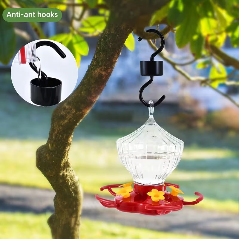 8 Oz Glass Hummingbird Feeder with Ant Moat and Bee Guards for Gardens