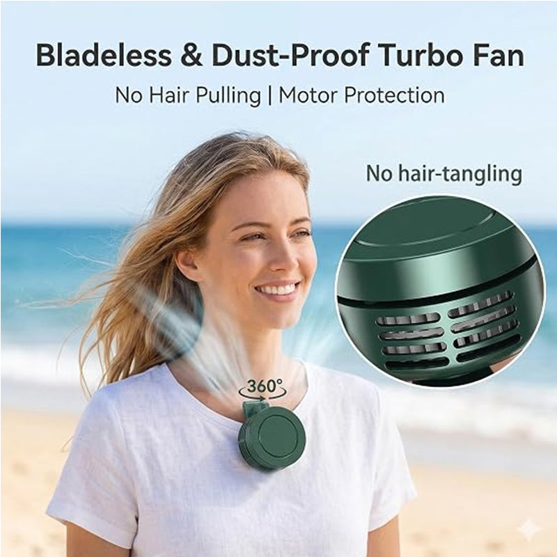 Outdoor Clip-On Fan for Camping & Fishing – Portable Bladeless Neck Fan, USB Rechargeable Belt Fan for Hiking & Travel - SkyeDragon Gifts
