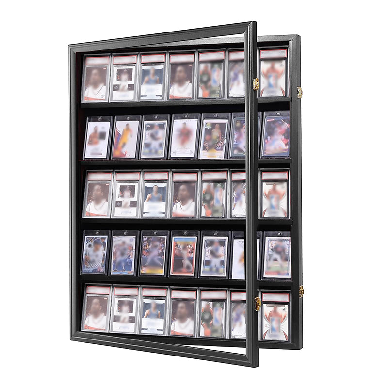 Large Sports Card Display Cases. Wooden, UV - protected acrylic fronts. For football, basketball, hockey cards. - SkyeDragon Gifts