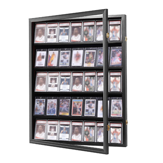 Large Sports Card Display Cases. Wooden, UV - protected acrylic fronts. For football, basketball, hockey cards. - SkyeDragon Gifts